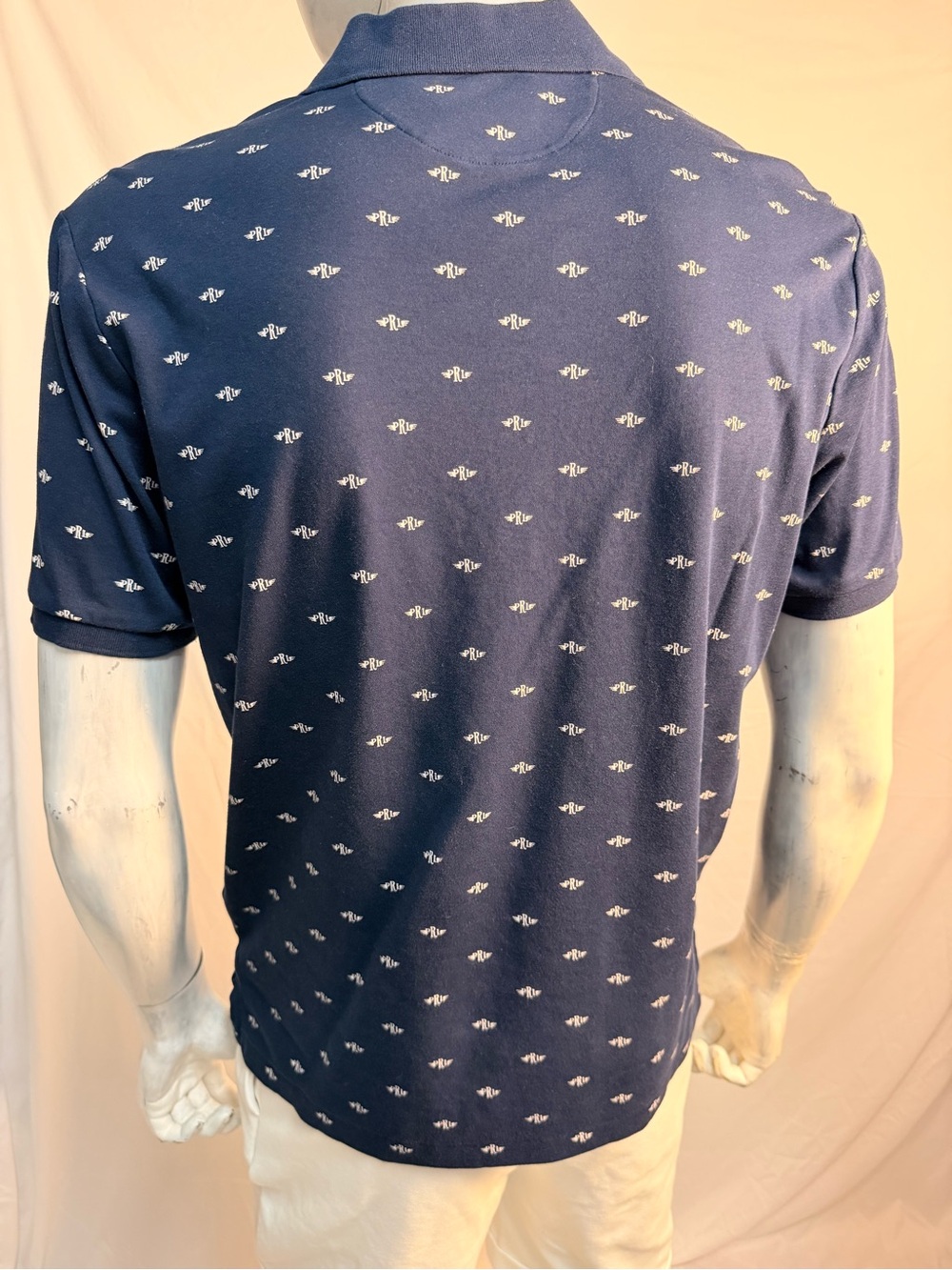 Ralph Lauren Double RL Navy Polo with Cream Motif - Picture 3 of 10